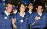 Members of the Lemoore Middle College High School Academic Decathlon team just moments before learning they won their seventh title in a row Saturday.